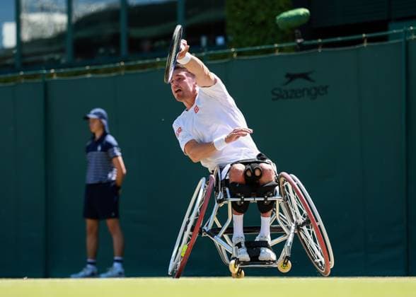 Gordon Reid GBR , Wheelchair Mens Singles Tennis Wimbledon 2025 Grand Slam ITF ATP WTA AELTC London Great Britain 10 July 2025 Copyright: xJuergenxHasenkopfx