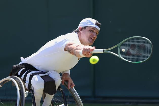 Gustavo Fernandez ARG , Wheelchair Mens Singles Tennis Wimbledon 2025 Grand Slam ITF ATP WTA AELTC London Great Britain 10 July 2025 Copyright: xJuergenxHasenkopfx