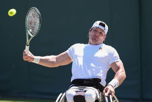 Gustavo Fernandez ARG , Wheelchair Mens Singles Tennis Wimbledon 2025 Grand Slam ITF ATP WTA AELTC London Great Britain 10 July 2025 Copyright: xJuergenxHasenkopfx