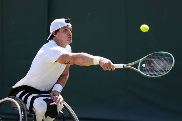 Gustavo Fernandez ARG , Wheelchair Mens Singles Tennis Wimbledon 2025 Grand Slam ITF ATP WTA AELTC London Great Britain 10 July 2025 Copyright: xJuergenxHasenkopfx