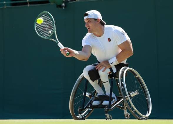 Gustavo Fernandez ARG , Wheelchair Mens Singles Tennis Wimbledon 2025 Grand Slam ITF ATP WTA AELTC London Great Britain 10 July 2025 Copyright: xJuergenxHasenkopfx