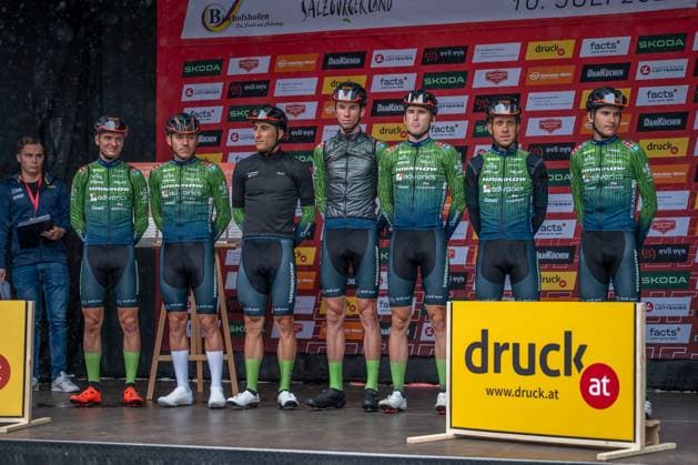 CYCLING - Tour of Austria 2025 BISCHOFSHOFEN,AUSTRIA,10.JUL.25 - CYCLING - Tour of Austria, stage 2, Bischofshofen - Sankt Johann Alpendorf. Image shows team Hrinkow Advarics.  GEPAxpictures xWolfgangxKofler