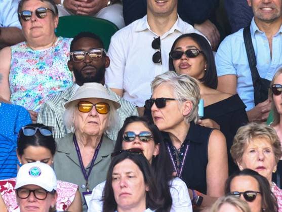 Tinie Tempah and wife Eve Okogwu watching the action on Centre Court Wimbledon Tennis Championships, Day 11, The All England Lawn Tennis and Croquet Club, London, UK - 10 Jul 2025London The All England Lawn Tennis and United Kingdom  Copyright: xJamesxMarsh Shutterstockx 15390590bi