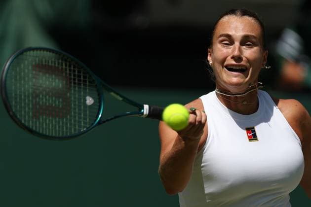 July 10, 2025, London, Celestynow, United Kingdom: ARYNA SABALENKA during the semifinals against A. Anisimova of USA Championships 2025 at Wimbledon AELTC in London. London United Kingdom - ZUMAc278 20250710_zsp_c278_008 Copyright: xMarcinxCholewinskix