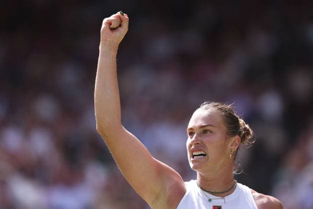 Aryna Sabalenka makes a fist and cheers, cheers, joy, emotion, Ladies Singles, Ladies Singles Tennis Wimbledon 2025 Grand Slam ITF ATP WTA AELTC London Great Britain 10 July 2025 Copyright: xJuergenxHasenkopfx