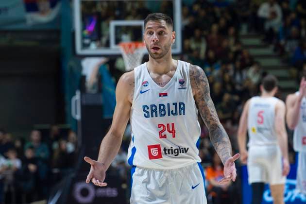 Group Stage Match Of EuroBasket 2025 Qualifiers Stefan Jovic plays during the game at Aleksandar Nikolic Hall in Belgrade, Serbia, on February 24, 2025. The Serbian national team, Nationalteam defeats Georgia 63:54 in a EuroBasket 2025 qualifier. Belgrade Serbia  Copyright: xMaximxKonankovx originalFilename:konankov-groupsta250224_npFWa.jpg