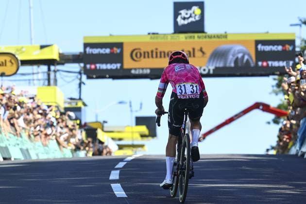Irish Ben Healy of EF Education-EasyPost pictured in action during stage six of the 2025 Tour de France cycling, from Bayeux to Vire Normandie (201 km), on Thursday 10 July 2025 in France. The 112th edition of the Tour de France starts on Saturday 5 July in Lille, France, and will finish in Paris, France on the 27th of July. DAVIDxPINTENS  x128848659x
