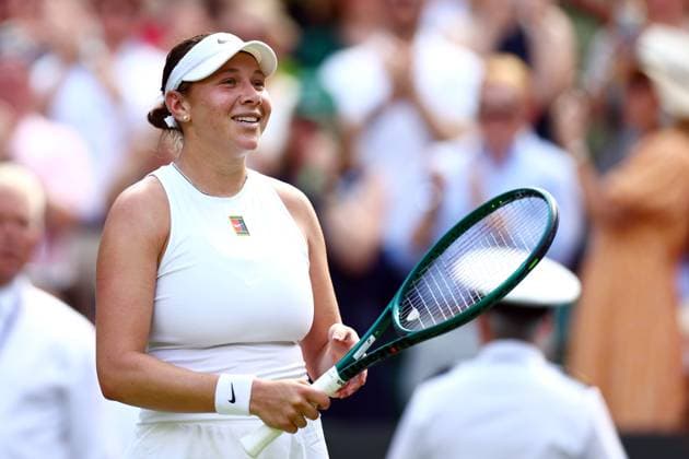 Amanda Anisimova celebrates victory in her semi final match Wimbledon Tennis Championships, Day 11, The All England Lawn Tennis and Croquet Club, London, UK - 10 Jul 2025London The All England Lawn Tennis and United Kingdom  Copyright: xJamesxMarsh Shutterstockx 15390590dz