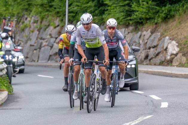 CYCLING - Tour of Austria 2025 SANKT JOHANN,AUSTRIA,10.JUL.25 - CYCLING - Tour of Austria, stage 2, Bischofshofen - Sankt Johann Alpendorf. Image shows Michal Zelazowski (POL Voster ATS Team) and Jensen Plowright (AUS Alpecin-Deceuninck).  GEPAxpictures xWolfgangxKofler