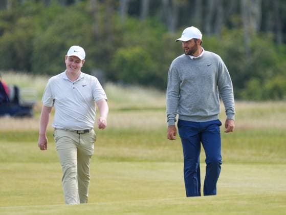 Robert MacIntyre (SCO) & Scottie Scheffler (USA) chat as they walk on the on the 15th fairway. Genesis Scottish Open, Day 1, Golf, Renaissance Club, North Berwick, Scotland, UK - 10 Jul 2025North Berwick Scotland United Kingdom EDITORIAL USE ONLY No use with unauthorised audio, video, data, fixture lists, club league logos or live services. Online in-match use limited to 120 images, no video emulation. No use in betting, games or single club league player publications. Copyright: xStuartxWallace Shutterstockx 15393027co