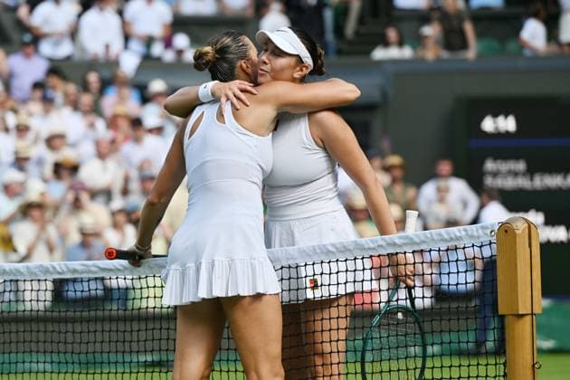 Wimbledon Tennis Championships - Day 11 LONDON, UNITED KINGDOM - JULY 10: Amanda Anisimova of the United States wins herLadies singles semi-finals match against Aryna Sabalenka during day eleven of The Championships Wimbledon 2025 at All England Lawn Tennis and Croquet Club on July 10, 2025 in London, United Kingdom. Ray Tang Anadolu London United Kingdom. Editorial use only. Please get in touch for any other usage.  Copyright: x2025xAnadoluxRayxTangx