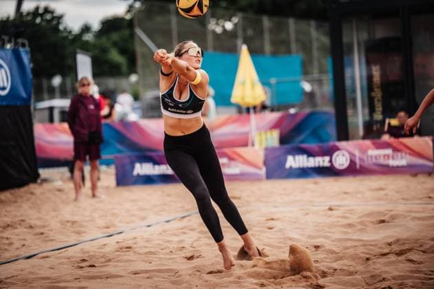 Beach volleyball women Allianz German Beach Tour 2025 Tourstop Munich 10 07 2025 Anna Chiara Reformat at the acceptance Munich Central University Sports Munich Bavaria Germany