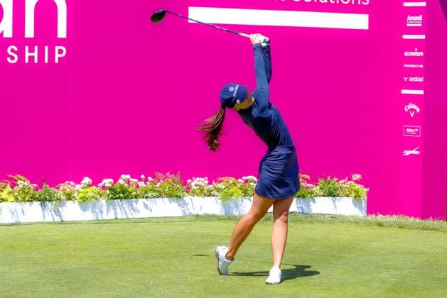EVIAN-LES-BAINS, FRANCE - 10.07.2025: Aline Krauter (GER) of The Amundi Evian Championship at the Evian Resort Golf Club on July 10, 2025 in Evian-les-Bains, France.