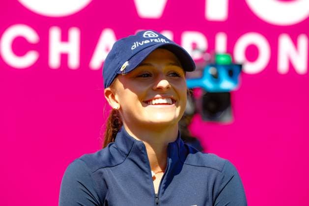 EVIAN-LES-BAINS, FRANCE - 10.07.2025: Aline Krauter (GER) of The Amundi Evian Championship at the Evian Resort Golf Club on July 10, 2025 in Evian-les-Bains, France.