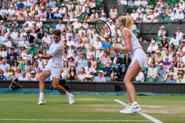 Sam Verbeek and Katerina Siniakova during the Wimbledon 2025 Mixed Doubles Final tennis match between Sam Verbeek & Katerina Siniakova v Luisa Stefani & Joe Salisbury at the All England Tennis Club in London, England. (Richard Callis Sports Press Photo SPP) Copyright: xRichardxCallis SportsxPressxPhotox xSPPx spp-en-RiCaPrPh-SPP25_richie_100725-1470152