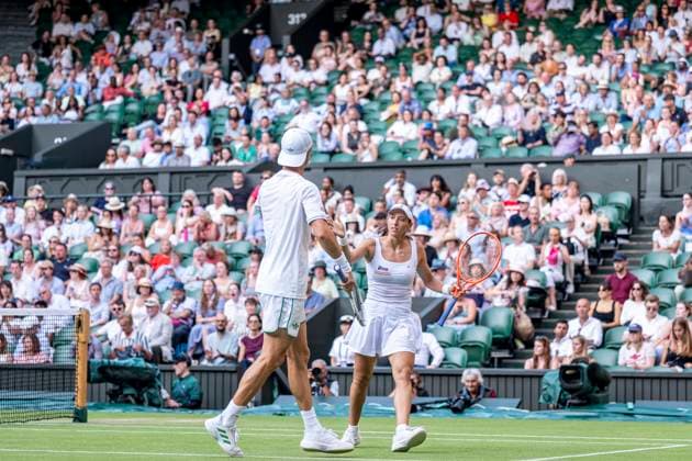 Luisa Stefani and Joe Salisbury during the Wimbledon 2025 Mixed Doubles Final tennis match between Sam Verbeek & Katerina Siniakova v Luisa Stefani & Joe Salisbury at the All England Tennis Club in London, England. (Richard Callis Sports Press Photo SPP) Copyright: xRichardxCallis SportsxPressxPhotox xSPPx spp-en-RiCaPrPh-SPP25_richie_100725-1450257