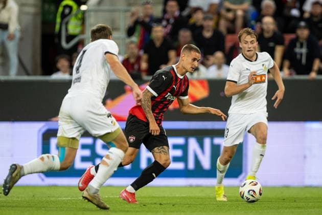 SPARTAK TRNAVA - HACKEN Timotej Kudlicka of Trnava during the 1st leg of first qualifying round of the UEFA Europa League football match between FC Spartak Trnava and BK Hacken. Trnava, Slovakia, July 10, 2025. Copyright: xx 080A0894