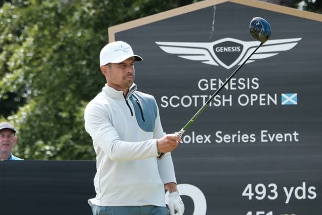 UK: The Genesis Scottish Open at The Renaissance Club, North Berwick, Scotland on 10 July 2025: Pictured: Adrien Saddier France) on the 2nd tee during the first round of the Genesis Scottish Open 2025 at The Renaissance Club, North Berwick, Scotland North Berwick The Renaissance Club Scotland Copyright: xAlexxToddx