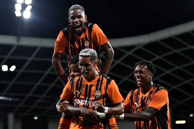 Ljubljana, Slovenia, July 10th 2025: Shakhtar celebrate score during the UEFA Europa League, First qualifying round, 1st leg, match between Shakhtar Donetsk (Ukraine) and Ilves Tampere (Finland) at Stadium Stozice, Ljubljana, Slovenia. (Natasa Kupljenik SPP) Copyright: xNatasaxKupljenikx xSPPx SPP_1006220