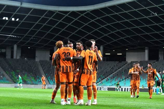 Ljubljana, Slovenia, July 10th 2025: Team Shakhtar celebrate score during the UEFA Europa League, First qualifying round, 1st leg, match between Shakhtar Donetsk (Ukraine) and Ilves Tampere (Finland) at Stadium Stozice, Ljubljana, Slovenia. (Natasa Kupljenik SPP) Copyright: xNatasaxKupljenikx xSPPx SPP_1006025