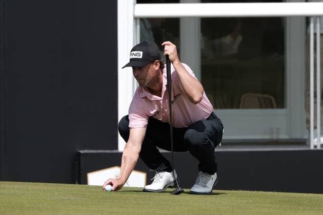 UK: The Genesis Scottish Open at The Renaissance Club, North Berwick, Scotland on 10 July 2025: Pictured: Taylor Moore (USA) on the 18th green during the first round of the Genesis Scottish Open 2025 at The Renaissance Club, North Berwick, Scotland North Berwick The Renaissance Club Scotland Copyright: xAlexxToddx