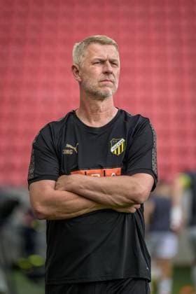 250710 Equipment manager Kjell Ove Johansson ahead of the UEFA Europa League qualifier football match between Spartak Trnava and Häcken on July 10, 2025 in Trnava Photo Mathilda Schuler BILDBYRAN kod MA MA0843 fotboll football soccer fotball uefa europa league europa league spartak trnava häcken bbeng  Copyright: MATHILDAxSCHULER BB250710MA187