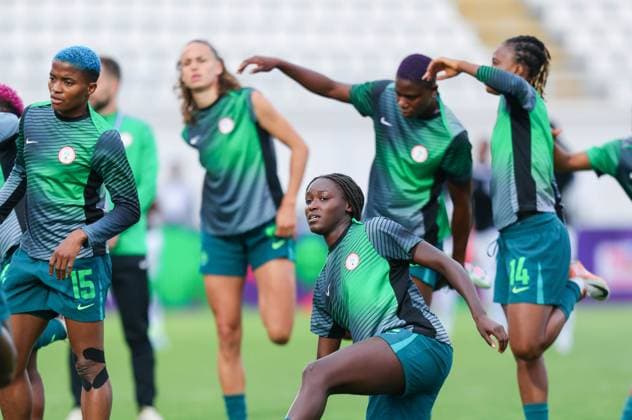 CASABLANCA, MOROCCO - JULY 10: Super Falcons of Nigeria during the 2024 Women s Africa Cup of Nations (Wafcon) beyween Botswana and Nigeria at Stade Larbi Zaouli on July 10, 2025 in Casablanca, Morocco. Photo by Seyi Victor Copyright: xAYOUBxARADEx
