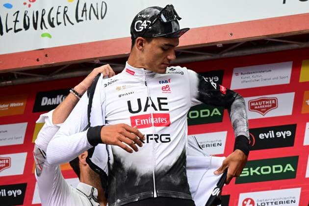 10 07 2025, St Johann, AUT, Tour of Austria 2025, Stage 2 from Bischofshofen to St Johann in Salzburg 142,1 km , pictured Isaac Del Toro MEX, UAE Team Emirates XRG Isaac Del Toro MEX, UAE Team Emirates XRG during the stage 2 from Bischofshofen to St Johann in Salzburg 142,1 km of the Tour of Austria in St Johann, Austria on 2025 07 10 Expa St Johann EP_rei