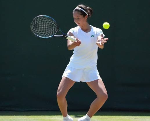 Tennis - 2025 Wimbledon Championships - Girls U14 Milica Sakamoto Milojecic v LauraValentina Villamil Arias All England Lawn Tennis & Croquet Club - Friday 11th July 2025 Milica Sakamoto Milojecic of GBR 