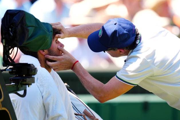 Carlos Alcaraz has problems with his eye during his semi final match Wimbledon Tennis Championships, Day 12, The All England Lawn Tennis and Croquet Club, London, UK - 11 Jul 2025London The All England Lawn Tennis and United Kingdom  Copyright: xJavierxGarcia Shutterstockx 15392287s