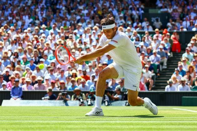 Taylor Fritz during his semi final match Wimbledon Tennis Championships, Day 12, The All England Lawn Tennis and Croquet Club, London, UK - 11 Jul 2025London The All England Lawn Tennis and United Kingdom  Copyright: xJamesxMarsh Shutterstockx 15392288au