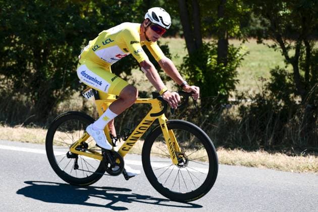 Dutch Mathieu van der Poel of Alpecin-Deceuninck pictured in action during stage seven of the 2025 Tour de France cycling, from Saint-Malo to Mur-de-Bretagne (194 km), on Friday 11 July 2025 in France. The 112th edition of the Tour de France starts on Saturday 5 July in Lille, France, and will finish in Paris, France on the 27th of July. POOLxLUCAxBETTINI  x128896898x
