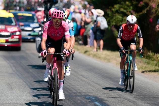 Tour de France 2025 Stage 7 MUR-DE-BRETAGNE GUERLEDAN, FRANCE - JULY 11 : Baudin Alex (FRA) of EF Education - Easypost during stage 7 of the 112th edition of Tour de France an UCI World Tour 2.UWT cycling road race stage for Men Elite of 194 km with start in Saint-Malo and finish in Mur-de-Bretagne Guerledan on July 11, 2025 in Mur-de-Bretagne Guerledan, France, 11 07 2025 ( Motordriver Kenny Verfaillie - Mur-de-Bretagne Guerledan France  Copyright: xLucaxBettinix