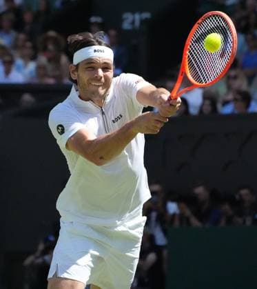 Tennis - 2025 Wimbledon Championships - Mens Semi Final - Taylor Fritz v Carlos Alcaraz All England Lawn Tennis & Croquet Club - Friday 11th July 2025 Taylor Fritz of USA 