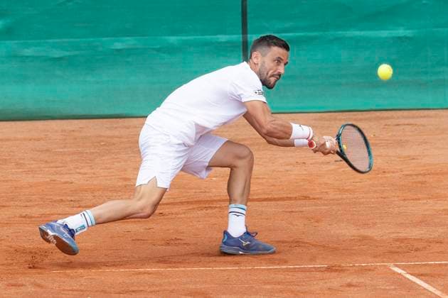 1 Tennis Bundesliga Men FTC Palmengarten TK GW Mannheim, 11 07 2025 Damir Dzumhur FTC Palmengarten , FTC Palmengarten TK GW Mannheim, Frankfurt, FTC Palmengarten, 11 7 2025 Copyright: xBEAUTIFULxSPORTS Gawlikx