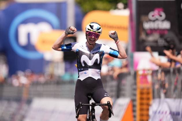 Movistar Team™s Lippert Liane stage winner during the 6th stage of the Giro d™Italia Women, from Bellaria-Igea Marina to Terre Roveresche, Italy Friday, July 11, 2025. - cycling .  Copyright: xMassimoxPaolone LaPressex