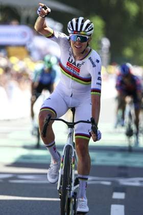 Slovenian Tadej Pogacar of UAE Team Emirates pictured in action during stage seven of the 2025 Tour de France cycling, from Saint-Malo to Mur-de-Bretagne (194 km), on Friday 11 July 2025 in France. The 112th edition of the Tour de France starts on Saturday 5 July in Lille, France, and will finish in Paris, France on the 27th of July. DAVIDxPINTENS  x128903354x