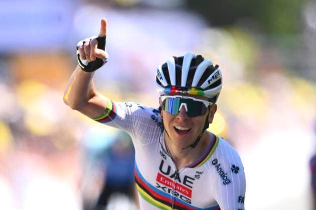 Tour de France 2025 Stage 7 MUR-DE-BRETAGNE GUERLEDAN, FRANCE - JULY 11 : Pogacar Tadej (SLO) of UAE Team Emirates wins during stage 7 of the 112th edition of Tour de France an UCI World Tour 2.UWT cycling road race stage for Men Elite of 194 km with start in Saint-Malo and finish in Mur-de-Bretagne Guerledan on July 11, 2025 in Mur-de-Bretagne Guerledan, France, 11 07 2025 ( Motordriver Kenny Verfaillie - Mur-de-Bretagne Guerledan France  Copyright: xVincentxKalutx