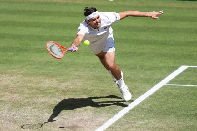 July 11, 2025, London, Celestynow, United Kingdom: TAYLOR FRITZ of USA during the match against C. Alcaraz of Spain in the semifinals of Championships 2025 at Wimbledon AELTC in London. London United Kingdom - ZUMAc278 20250711_zsp_c278_008 Copyright: xMarcinxCholewinskix