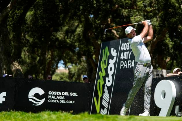 July 11, 2025, Cadiz, Cadiz, SPAIN: Dean Burmester of Stinger team in actions during day one of the LIV Golf Andalucia at Golf Club Royal of Valderrama on July 11, 2025 in Cadiz, Spain. Cadiz SPAIN - ZUMAa181 20250711_zaa_a181_030 Copyright: xJoaquinxCorcherox