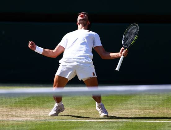 Carlos Alcaraz celebrates victory in his semi final match Wimbledon Tennis Championships, Day 12, The All England Lawn Tennis and Croquet Club, London, UK - 11 Jul 2025London The All England Lawn Tennis and United Kingdom  Copyright: xJamesxMarsh Shutterstockx 15392288db