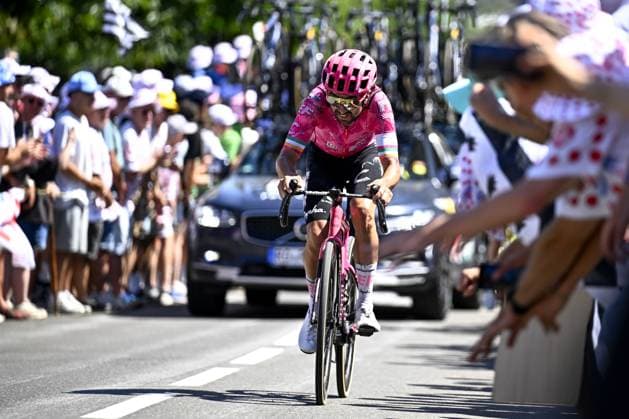 Irish Ben Healy of EF Education-EasyPost pictured in action during stage seven of the 2025 Tour de France cycling, from Saint-Malo to Mur-de-Bretagne (194 km), on Friday 11 July 2025 in France. The 112th edition of the Tour de France starts on Saturday 5 July in Lille, France, and will finish in Paris, France on the 27th of July. JASPERxJACOBS  x128906647x
