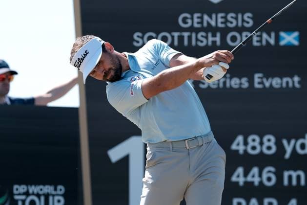 UK: The Genesis Scottish Open at The Renaissance Club, North Berwick, Scotland on 11 July 2025: Pictured: David Ravetto (France) on the 15th tee during the second round of the Genesis Scottish Open 2025 at The Renaissance Club, North Berwick, Scotland North Berwick The Renaissance Club Scotland Copyright: xAlexxToddx