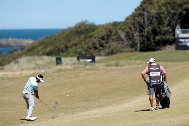 UK: The Genesis Scottish Open at The Renaissance Club, North Berwick, Scotland on 11 July 2025: Pictured: David Ravetto (France) plays onto the 13th green during the second round of the Genesis Scottish Open 2025 at The Renaissance Club, North Berwick, Scotland North Berwick The Renaissance Club Scotland Copyright: xAlexxToddx