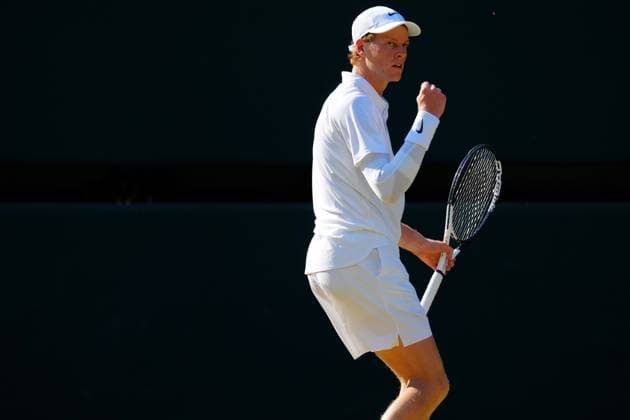 Jannik Sinner celebrates during his semi final match Wimbledon Tennis Championships, Day 12, The All England Lawn Tennis and Croquet Club, London, UK - 11 Jul 2025London The All England Lawn Tennis and United Kingdom  Copyright: xJavierxGarcia Shutterstockx 15392287bw