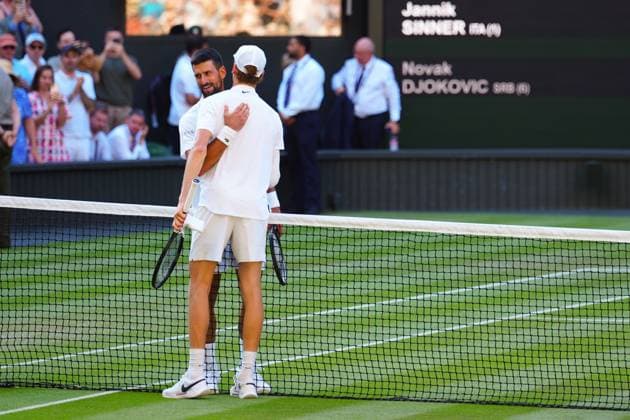 Jannik Sinner celebrates victory in his semi final match against Novak Djokovic Wimbledon Tennis Championships, Day 12, The All England Lawn Tennis and Croquet Club, London, UK - 11 Jul 2025London The All England Lawn Tennis and United Kingdom  Copyright: xJavierxGarcia Shutterstockx 15392287ea