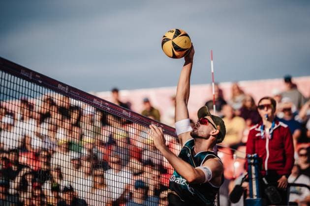 Beach Volleyball Men Allianz German Beach Tour 2025 Tourstop Munich 11 07 2025 Benedikt Sagstetter at the Attack Munich Central University Sports Munich Bavaria Germany