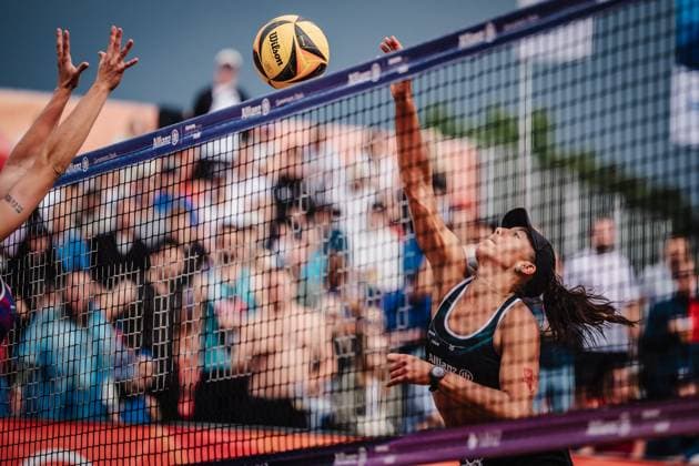Beach Volleyball Women Allianz German Beach Tour 2025 Tourstop Munich 11 07 2025 Leonie Klinke at the Attack Munich Central University Sports Munich Bavaria Germany