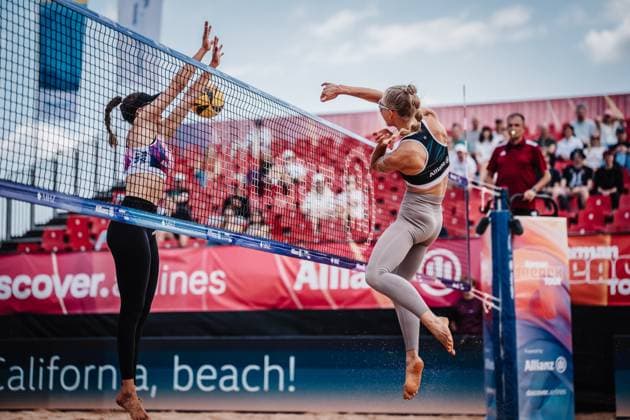 Beach Volleyball Women Allianz German Beach Tour 2025 Tourstop Munich 11 07 2025 Paula Schürholz at the Attack Munich Central University Sports Munich Bavaria Germany