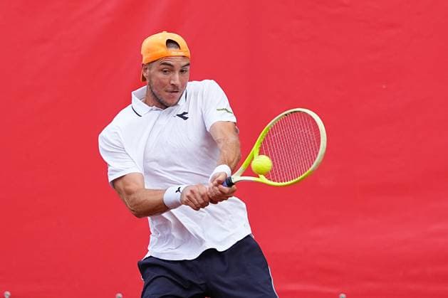 11 07 2025, xydrx, Cologne, Tennis, 1 Bundesliga Herren, Kölner THC Stadion Rot Weiss 1 TC Bredeney 1, Tennisanlage Olympiaweg Jan Lennard Struff TC Bredeney 1 Nordrhein Westfahlen Germany
